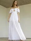 Hollow And Strapless Puff Sleeves Maxi Dresses