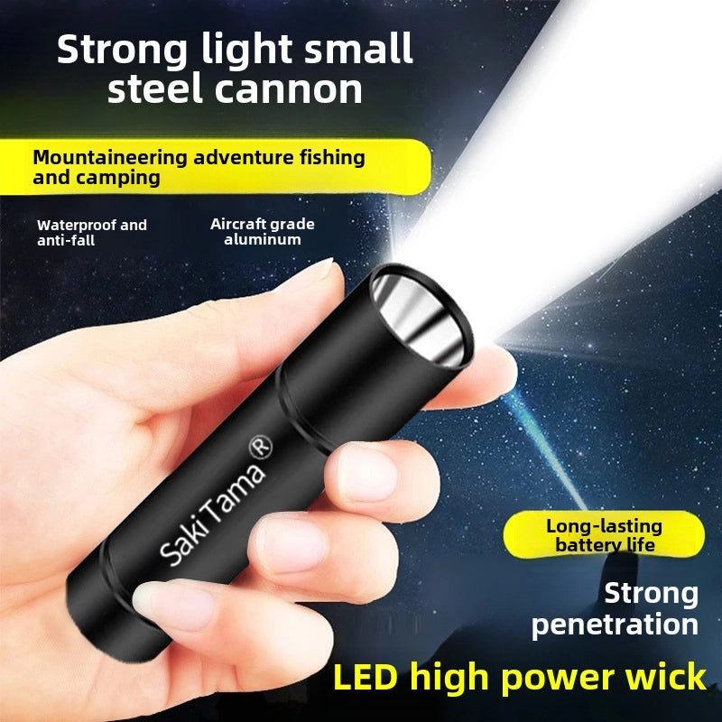 LED Strong Light Small Flashlight USB Rechargeable Multifunctional Mini Student Portable Lighting Work Lamp Gift