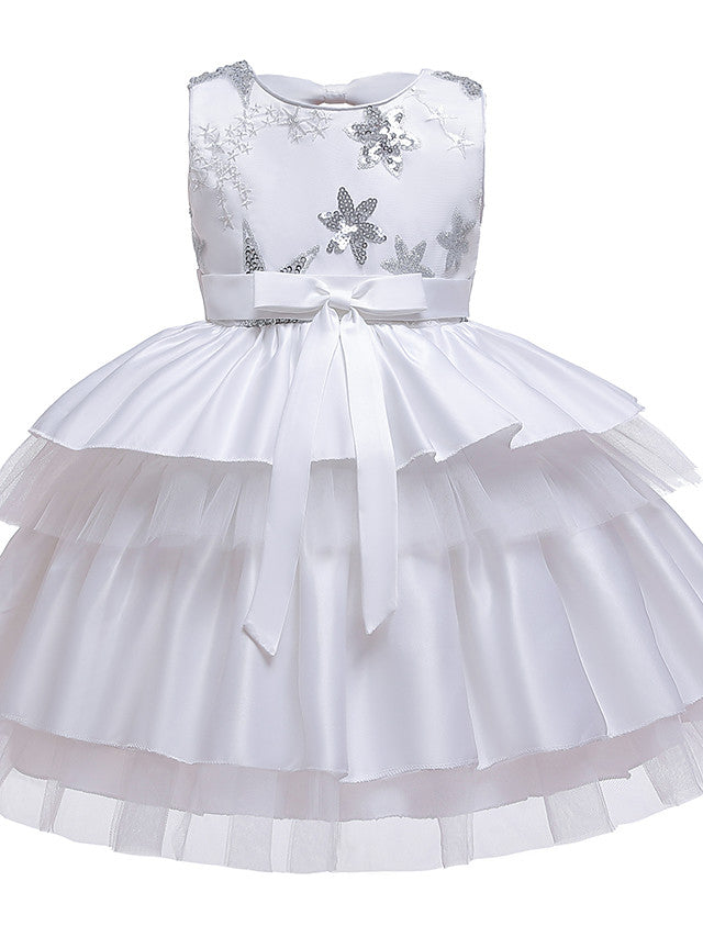 Oknass A-Line Sleeveless Jewel Neck Flower Girl Dresses Cotton With Petal Sash Ribbon Trim