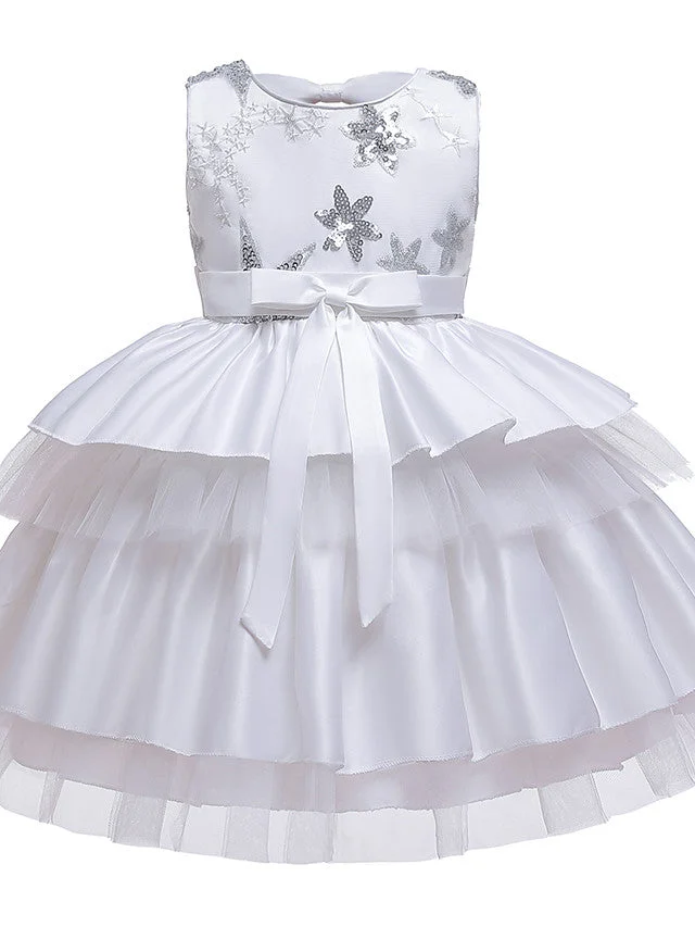 Daisda A-Line Sleeveless Jewel Neck Flower Girl Dresses Cotton With Petal Sash Ribbon Trim