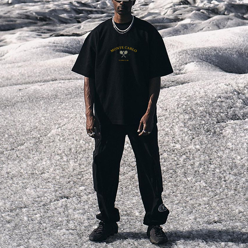 Men's Retro Tennis Club Round Neck Cotton T-Shirt