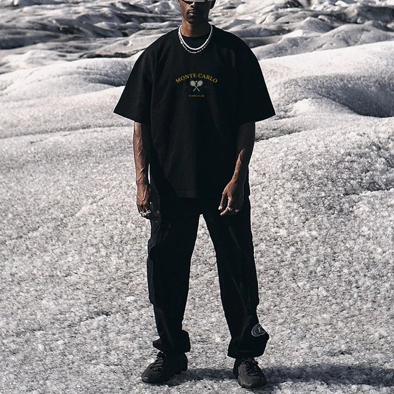 Men's Retro Tennis Club Round Neck Cotton T-Shirt