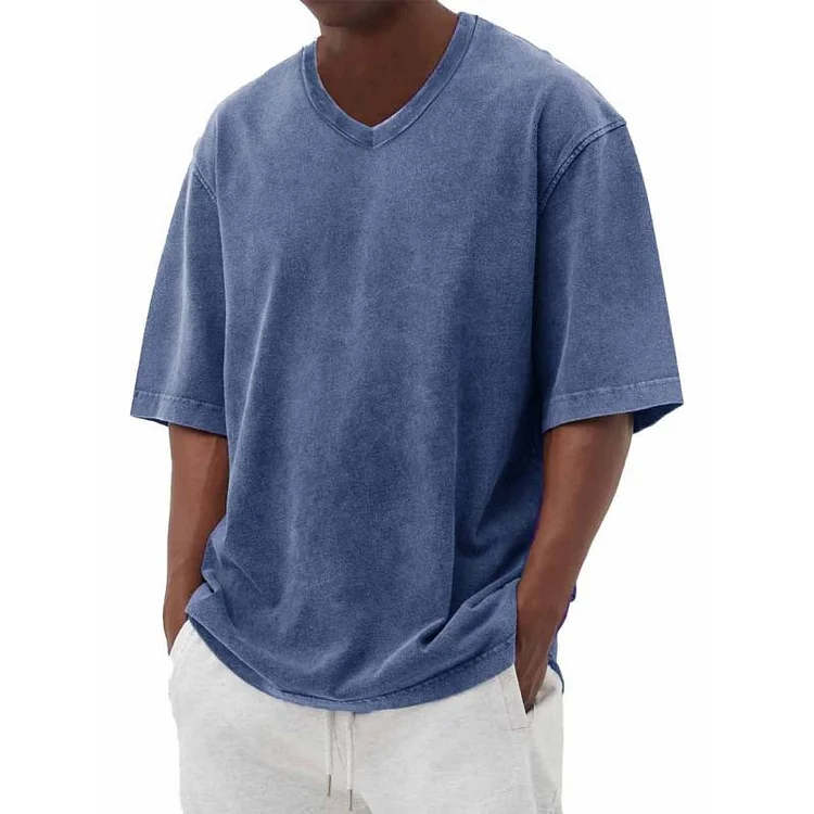 Men's Casual V-neck Loose Short-sleeved T-shirt