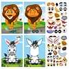 Autocollants de puzzle DIY visage de princesse/animal/dinosaure