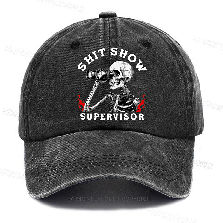 Personalized "Shit Show Supervisor" Custom Washed Baseball Caps