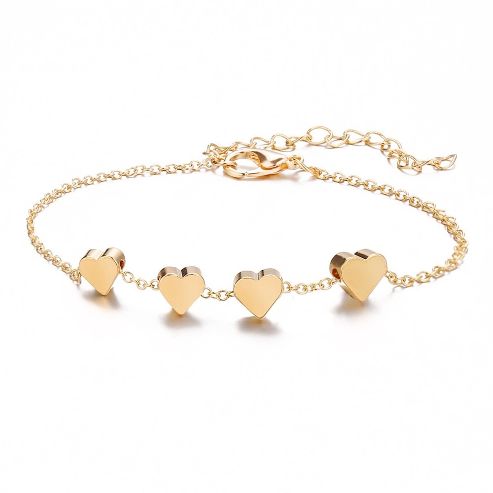 UsmallLifes King   2021 new alloy peach heart bracelet creative retro simple golden bracelet US Mall Lifes