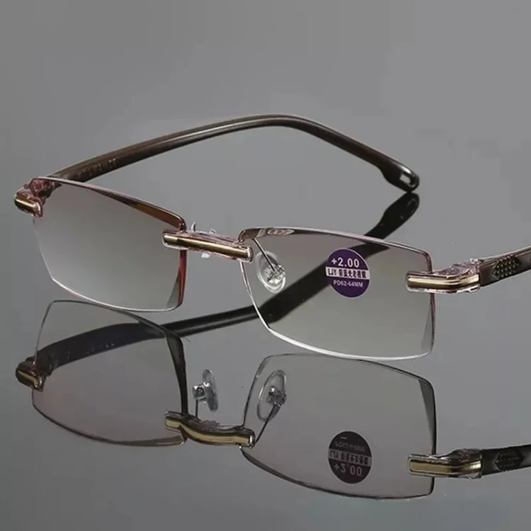 Reading Glasses Men Anti Blue Rays Presbyopia Goggles Women Vintage Rimless Eyewear Diopter +1.0 1.5 2.0 2.5 3.0 3.5 4.0