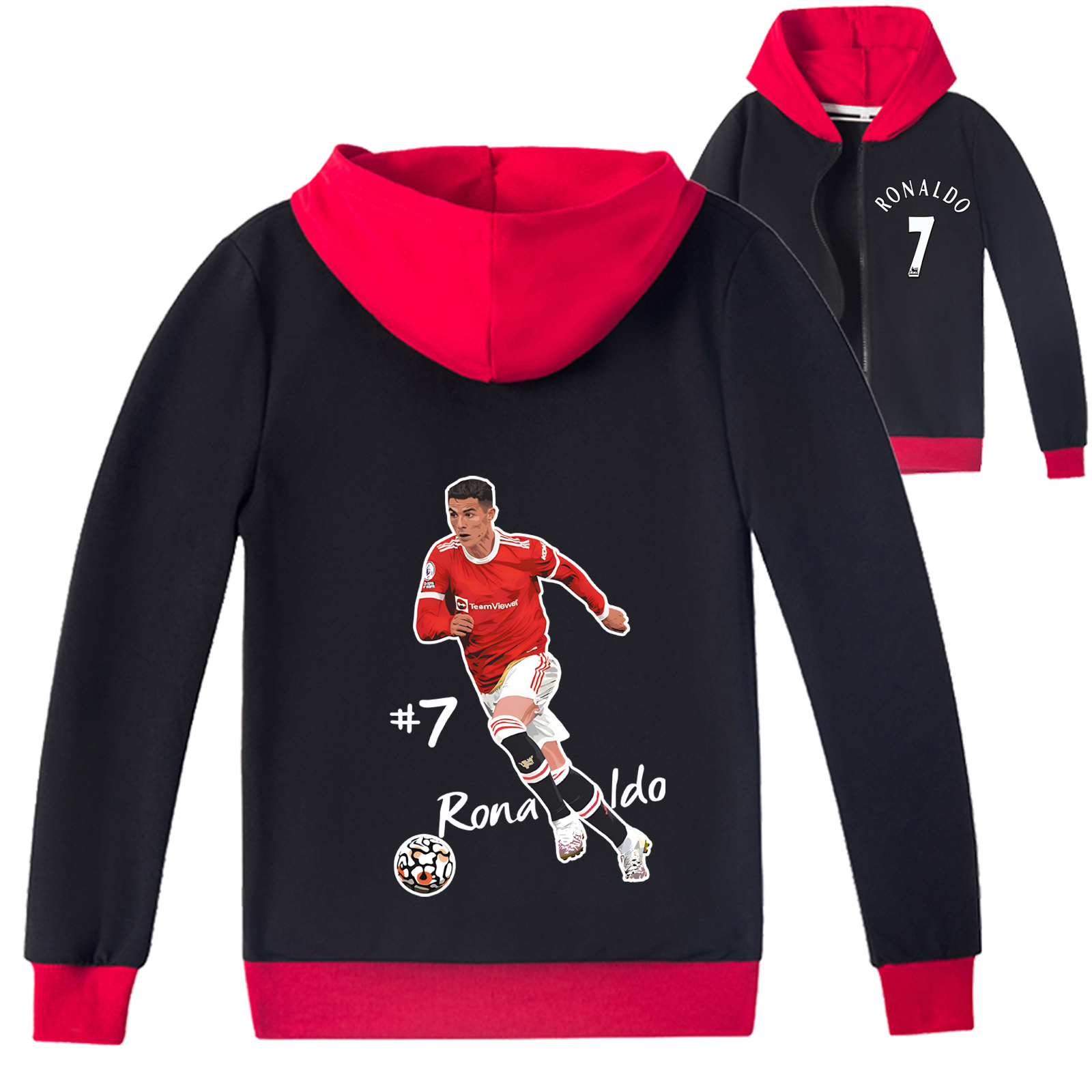 Mayoulove Cristiano Ronaldo Zip Jacket for Kids - Stylish Unisex Sportswear for Boys  Girls, Perfect for Young Fans-Mayoulove