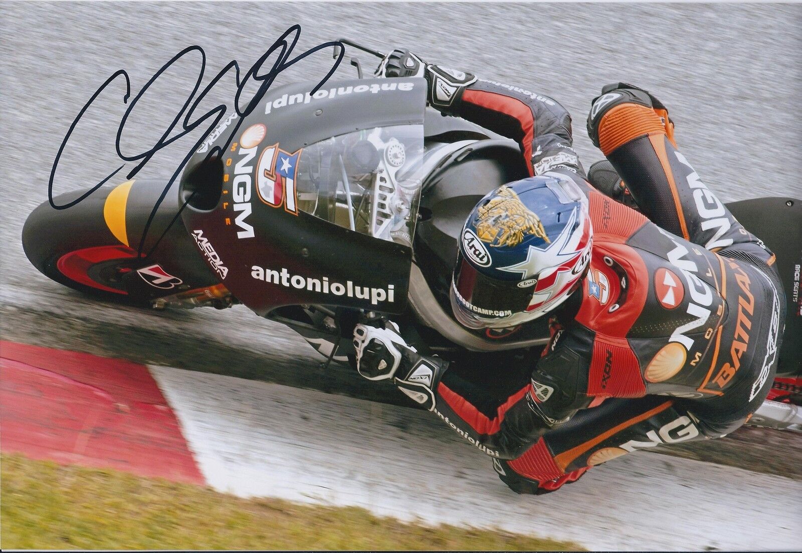 Colin EDWARDS SIGNED Antoniolupi NGM 12x8 Photo Poster painting Autograph AFTAL COA Silverstone