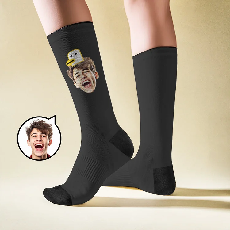 Custom Breathable Face Socks Duck Featuring Cartoon Imagery