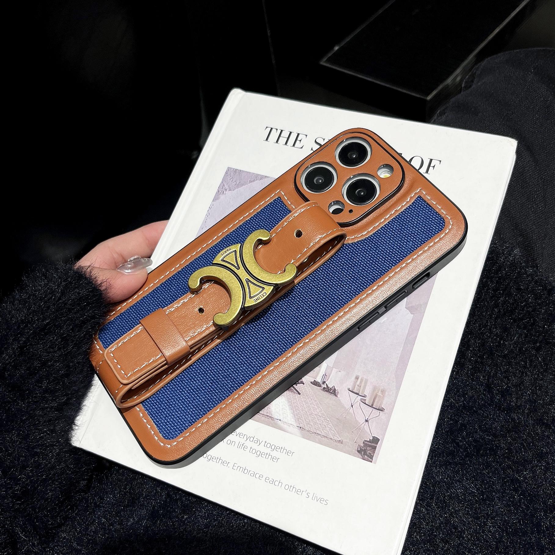 Leather wrist strap Celine Apple iPhone drop protection cases