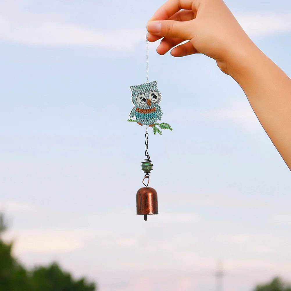 DIY Diamond Painting Bells Wind Chime Pedant - Owl
