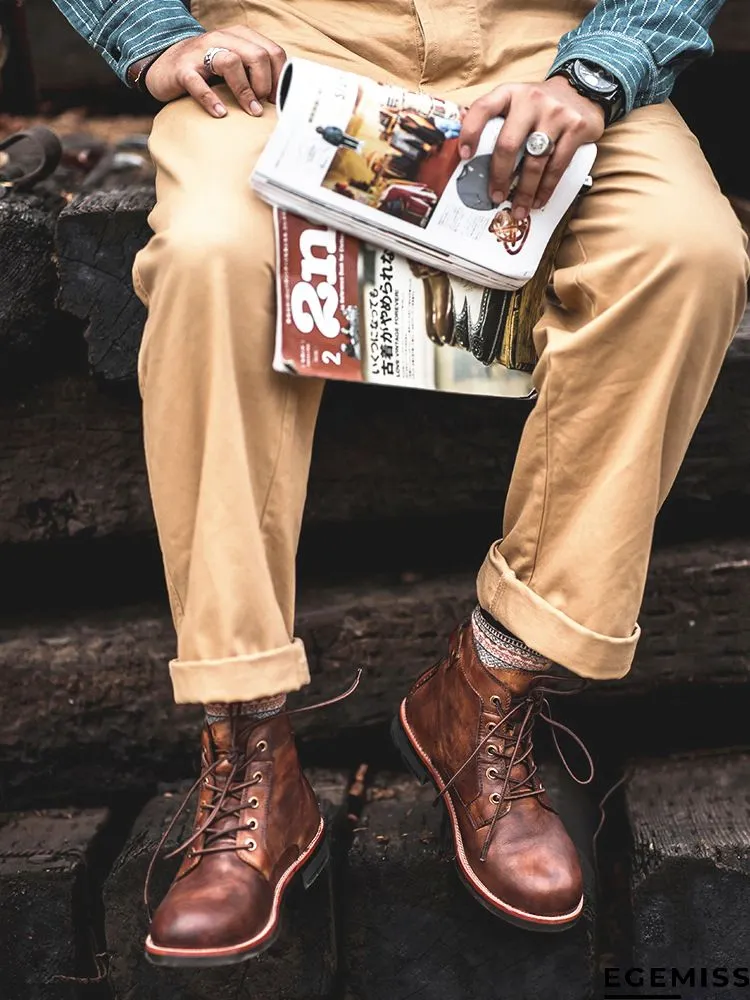 Cow Split Leather Men Boots Comfortable Boots Men Footwear Rubber Ankle Boots Men's Shoes | EGEMISS