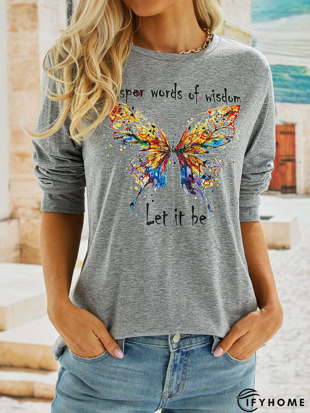 Butterfly Long sleeve Loose Casual T-Shirt | IFYHOME