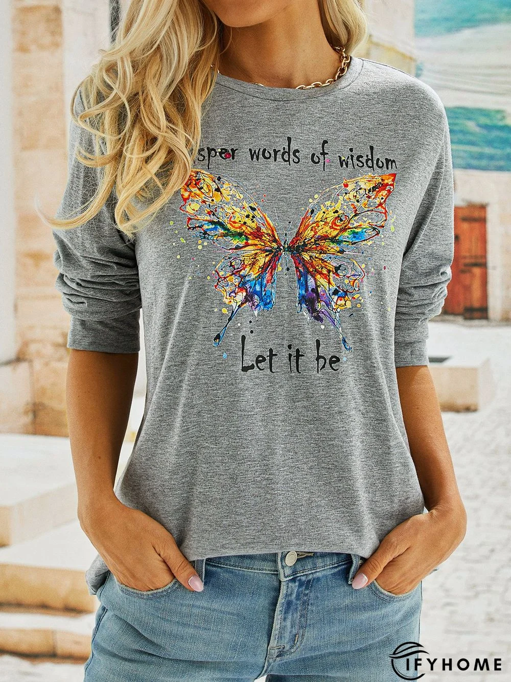 Butterfly Long sleeve Loose Casual T-Shirt | IFYHOME