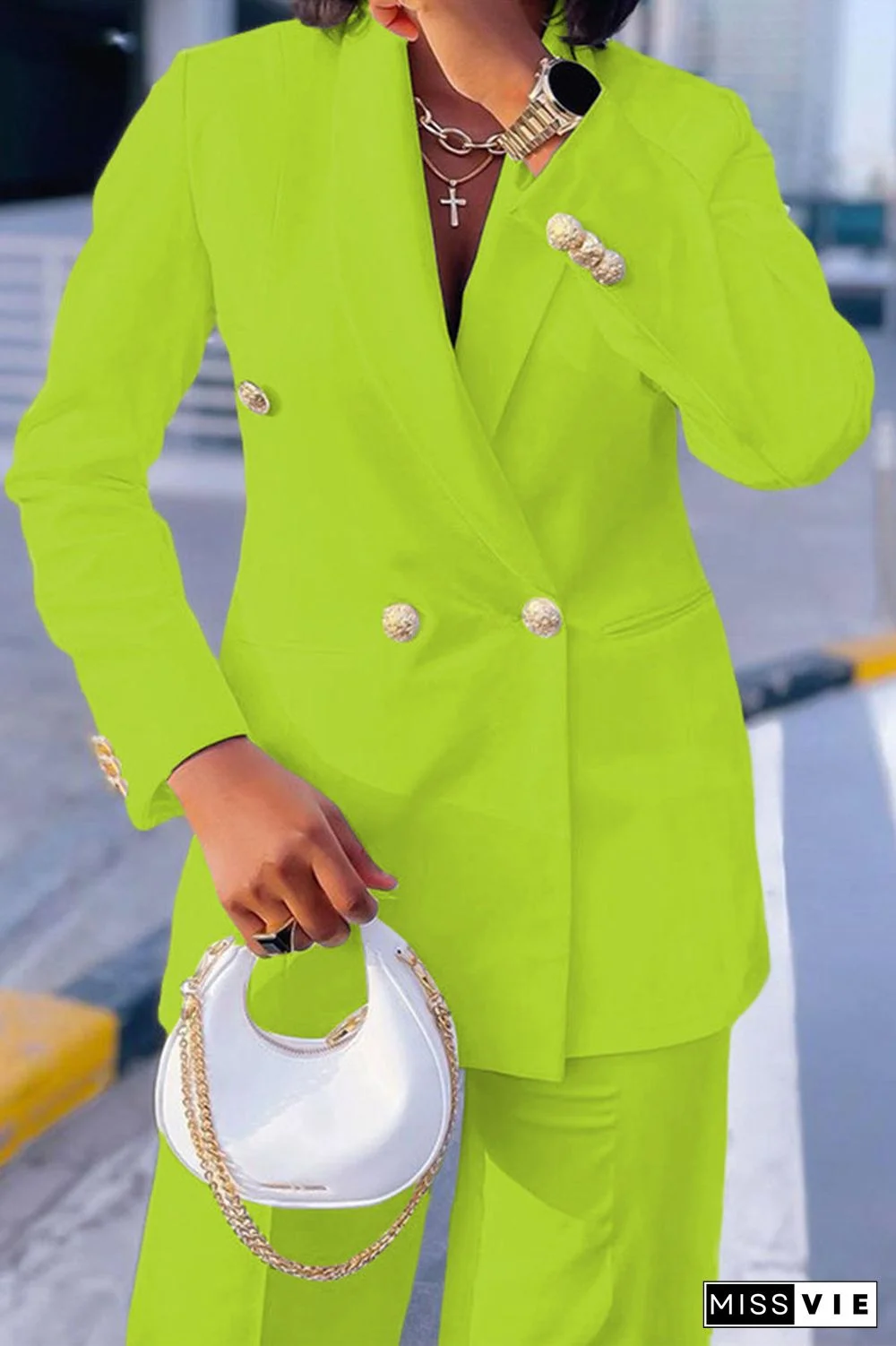 Work Turn-back Collar Long Sleeve Two Pieces(3 Colors)