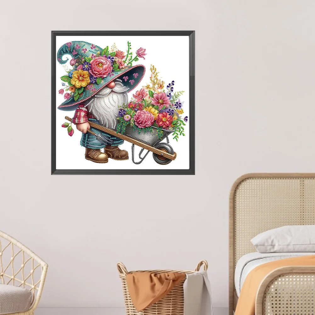 Diamond Painting - Partial Special Shaped Drill - Flower Gnome(Canvas|30*30cm)