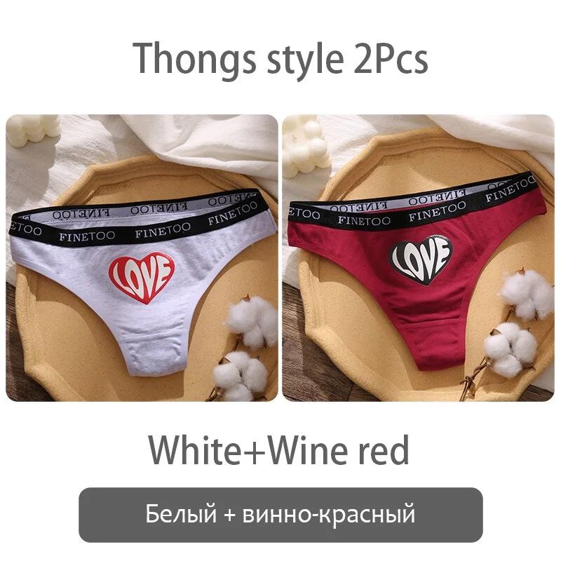 FINETOO Fashion Printing Panties Love Heart Cotton Underwear Women M-2XL Female Underpants Plus Size Girls Briefs Lingerie 2021