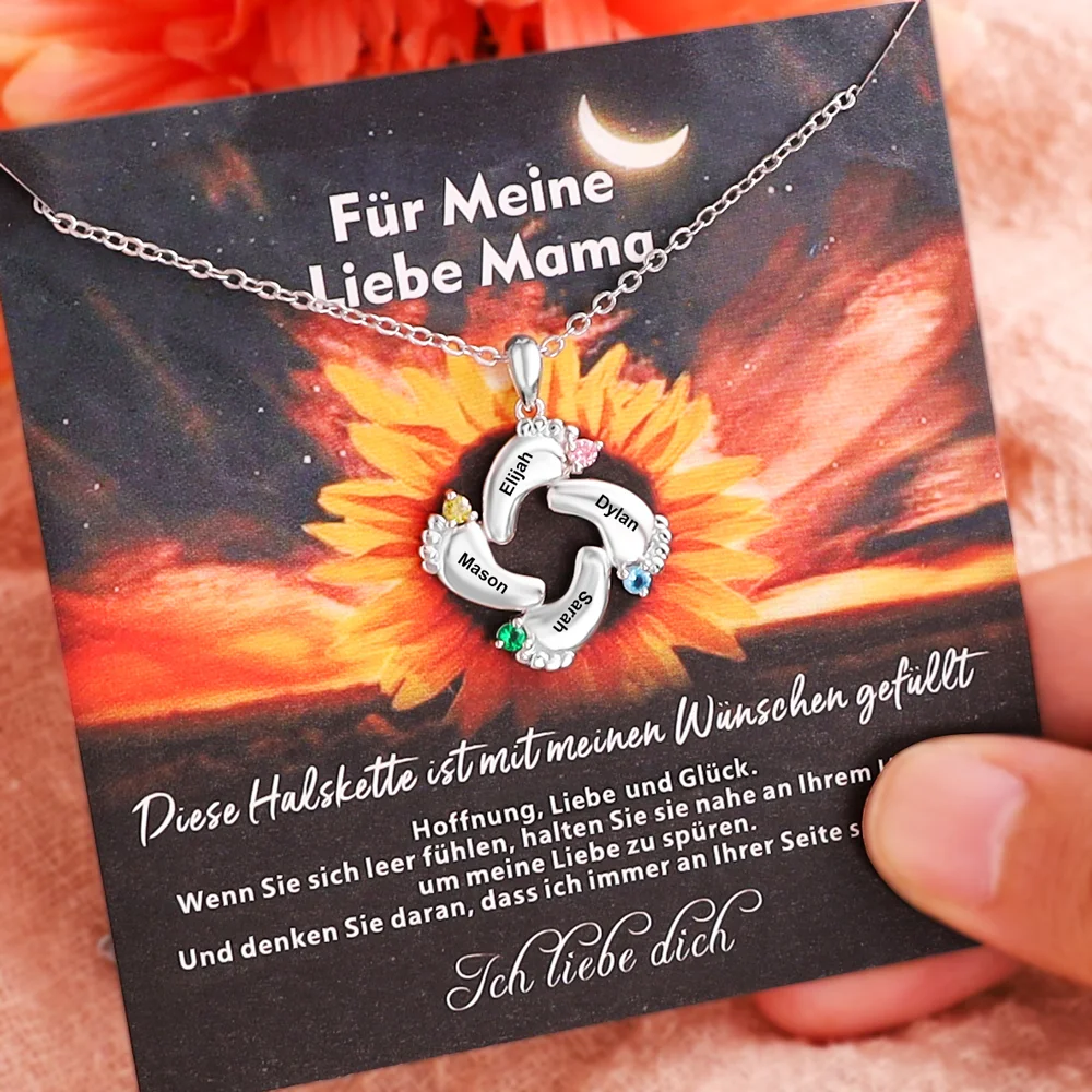 Personalisierte Baby Füße 4 Geburtssteine Halskette Kettenmachen