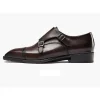 Men's Double Monk Shoes - Leather Sole