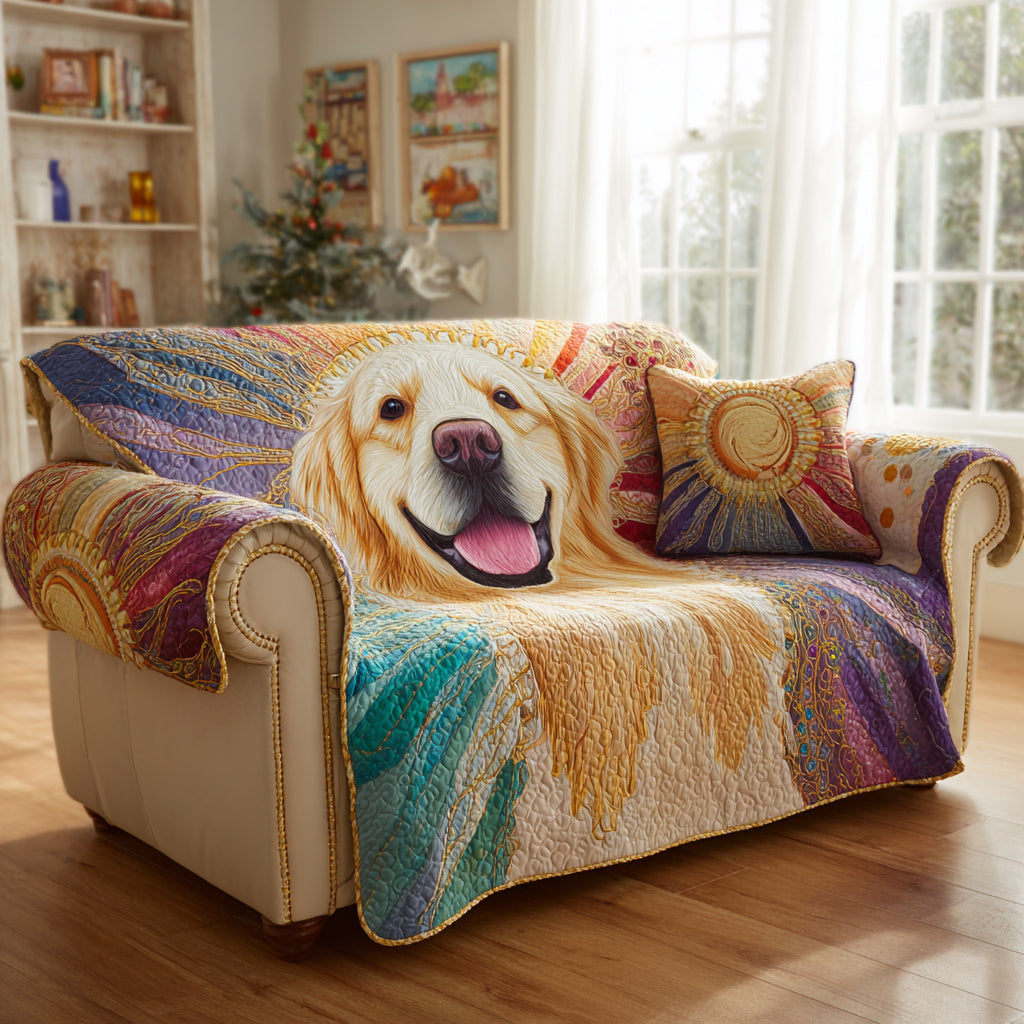 Aura Golden Retriever Quilted Sofa Cover NCU0HH1633 everthome