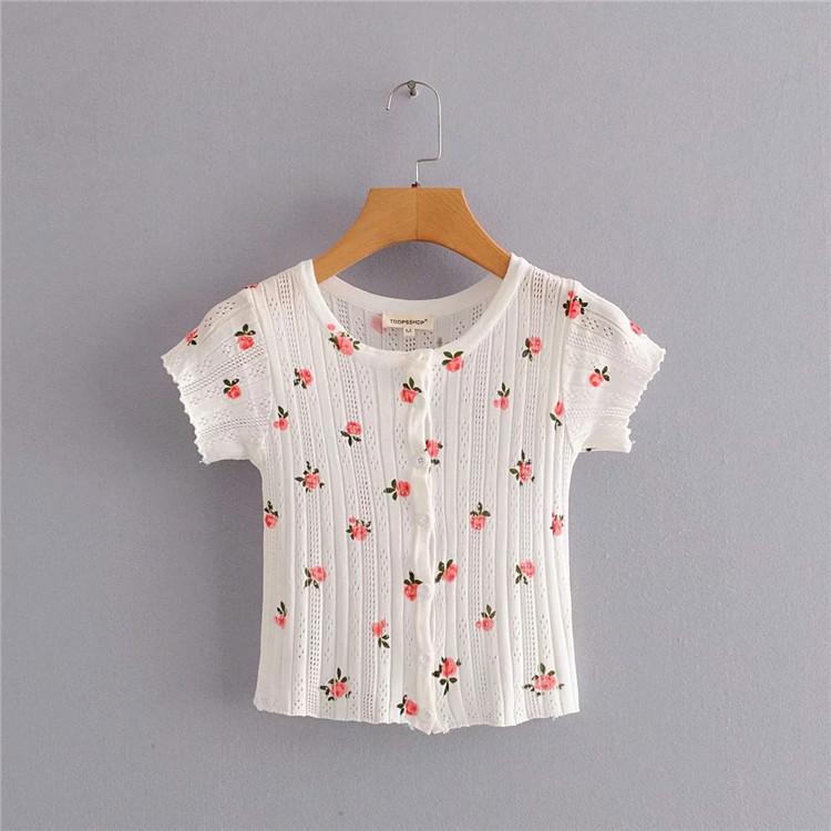 Candy Color Women Cute Print T Shirt Sexy Short Sleeve Summer Knit Tops