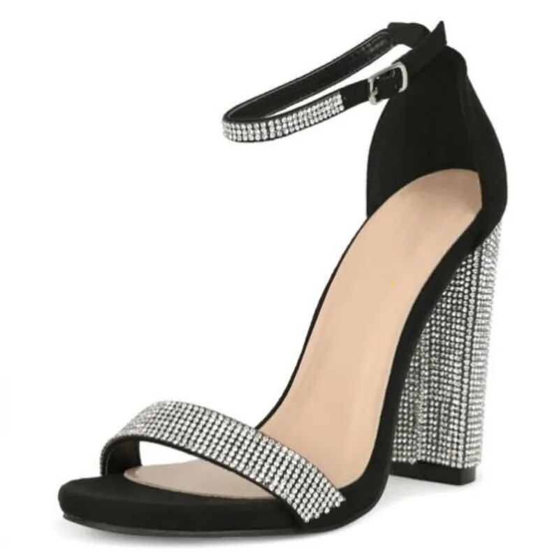 TAAFO Women's High Heel Sandals Women's Shoes Black Suede Show Shoes