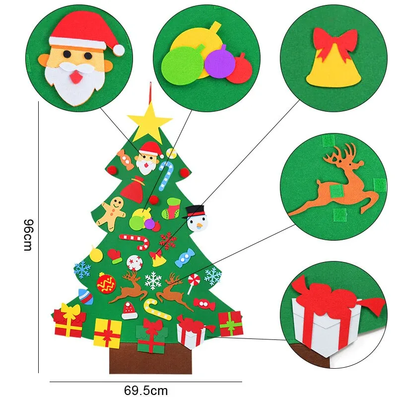 DIY Felt Christmas Tree New Year Kids Gift Toys Door Wall Hanging Ornaments Merry Christmas Decorations For Home Navidad 2021