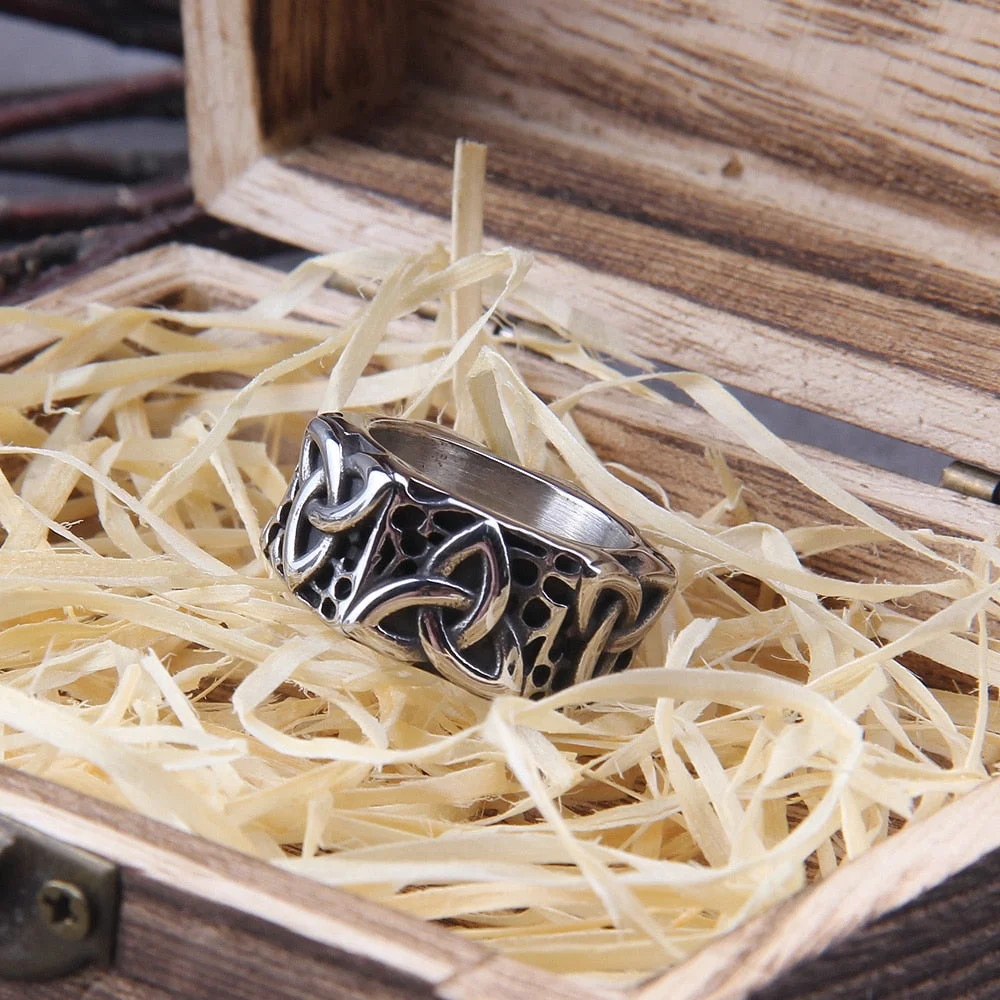 Christmas Gift Dropshipping 316L Stainless steel Fashion Valknut MEN and women fashion Odin Norse Viking Amulet Rune words RETRO Rings Jewelry