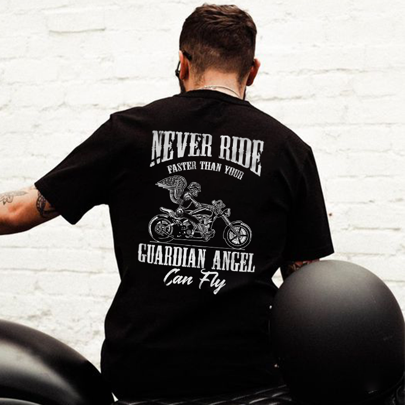 Never Ride Faster Than Your Printed Men's T-shirt -  