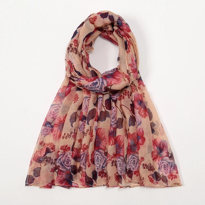 Women’s Retro Lady Printing Rose Rayon Polyester Printing And Dyeing Printing Dyeing Scarf Shawl Hijab