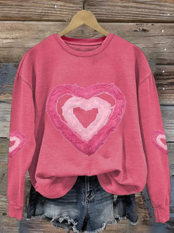 Women's Valentine's Day Printed Long Sleeve Sweatshirt