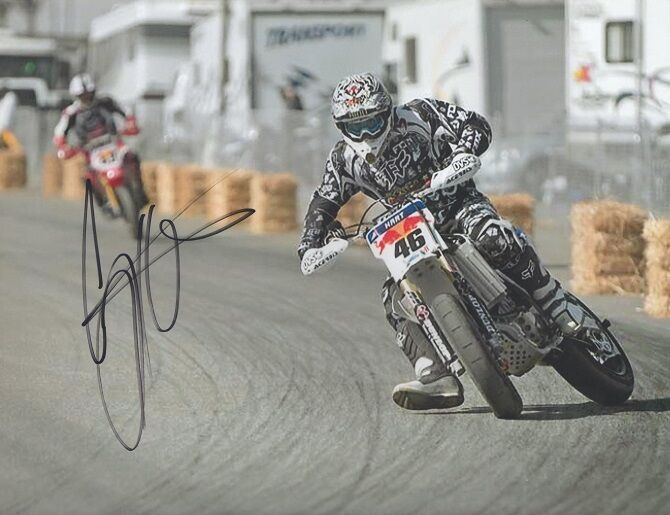 *CAREY HART*SIGNED*AUTOGRAPHED*Photo Poster painting*X GAMES*RCH*SUZUKI*COA*8.5X11