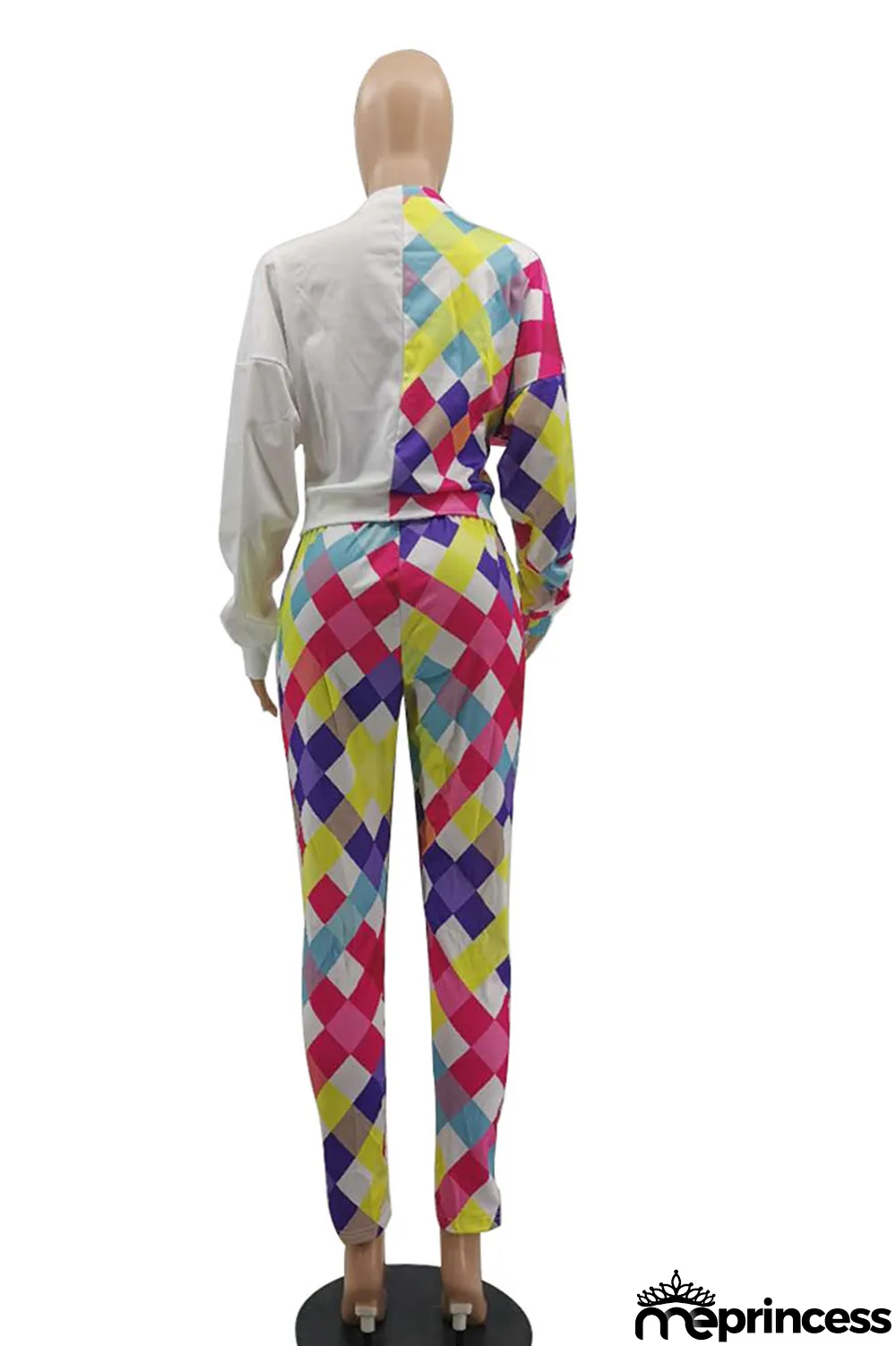 Red Casual Print Bandage Split Joint O Neck Long Sleeve Two Pieces