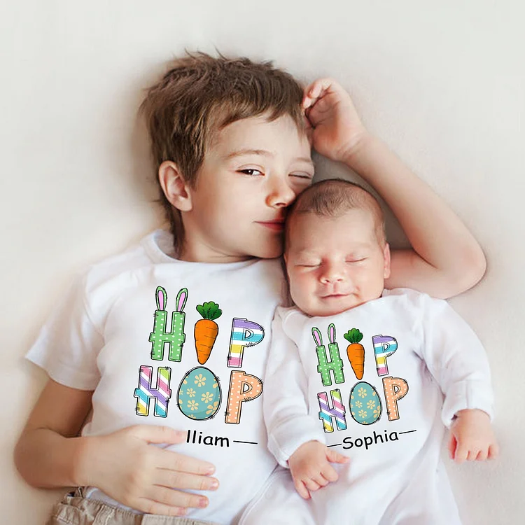 BlanketCute-Personalized Hip Hop Eggs Siblings Family Cotton Casual T-shirt | 79