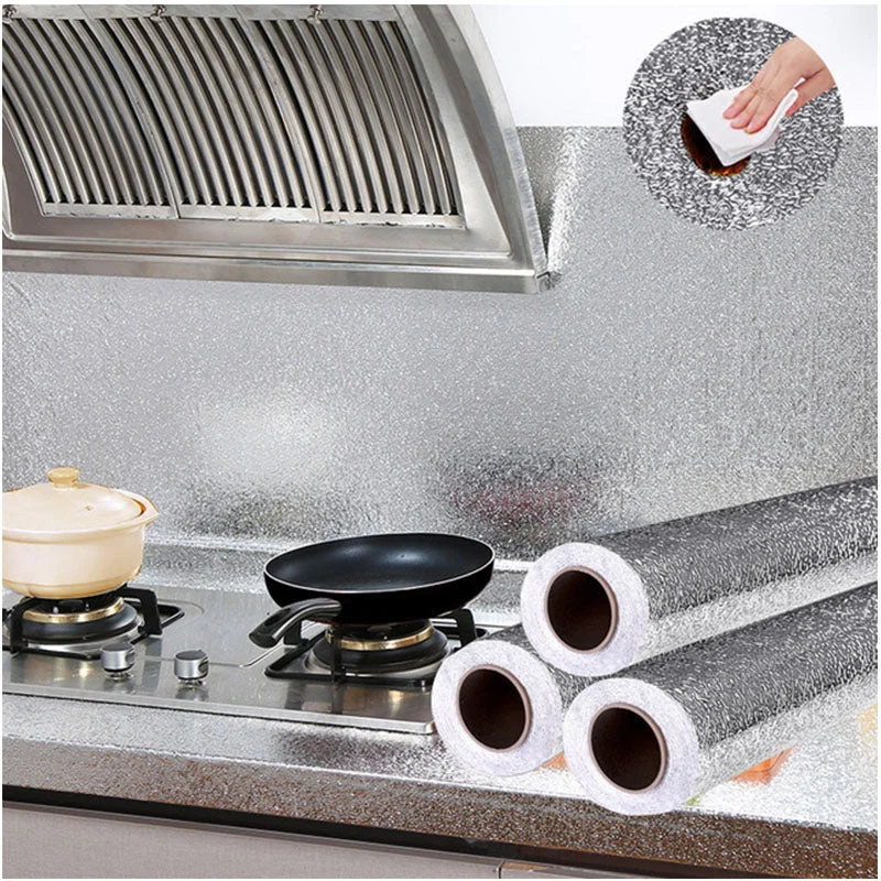 Kitchen Oil-proof Waterproof Stickers Aluminum Foil Kitchen Cabinet Stove Drawer Self Adhesive Wall Sticker DIY Wallpaper Decor 515