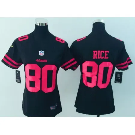 Women's  San Francisco 49ers #80 Jerry Rice Black Vapor Untouchable Limited Stitched NFL Jersey