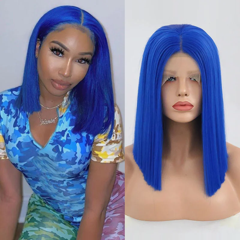 Jewtribute Hair®|Wig Blue Heat Resistant Hair Synthetic Lace Front Wig