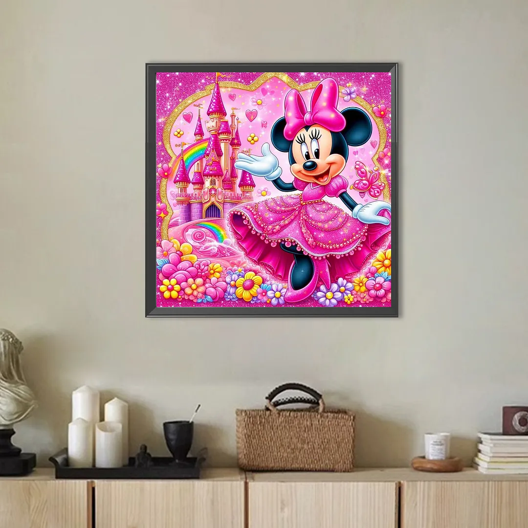 Castle Princess Minnie Full DIY 5D Round Drill Diamond Painting Kits for Adults/Beginners Home Decor Diamond Dots Paintings Picture Arts Craft 30x30cm