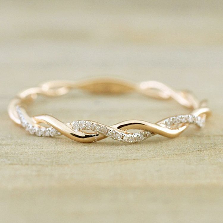 Twisted Delicate Diamond Ring Engagement Ring 0.06ctw Diamond Anniversary Twined Vine Simple Infinity Eternity Ring Bridal Women Promise Ring Anniversary Gold Wedding Bands Size 5-11