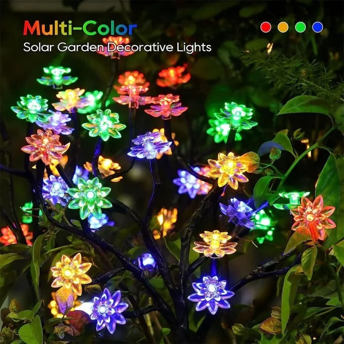✨Outdoor Waterproof Cherry Blossom Multicolor Solar Garden Lights⏰Promotion 49% OFF Limited Time🛒