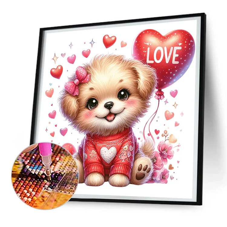 5d Diamond Art Dog Holding Flowers Paws St Valentines,Diamond Painting Kits,  Diamond Paint by Numbers, Diamond Painting Pictures Arts Craft for Home  Wall Decor : : Home