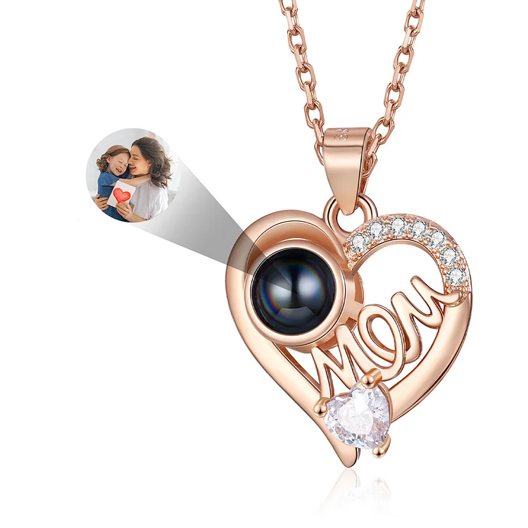Kettenmachen Personalisiertes Foto Herz "MOM" Projektion Halskette-Geschenk für Mutter