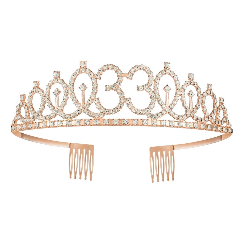 Women’s IG Style Shiny Number Crown Alloy Hollow Out Inlay Rhinestones Crown