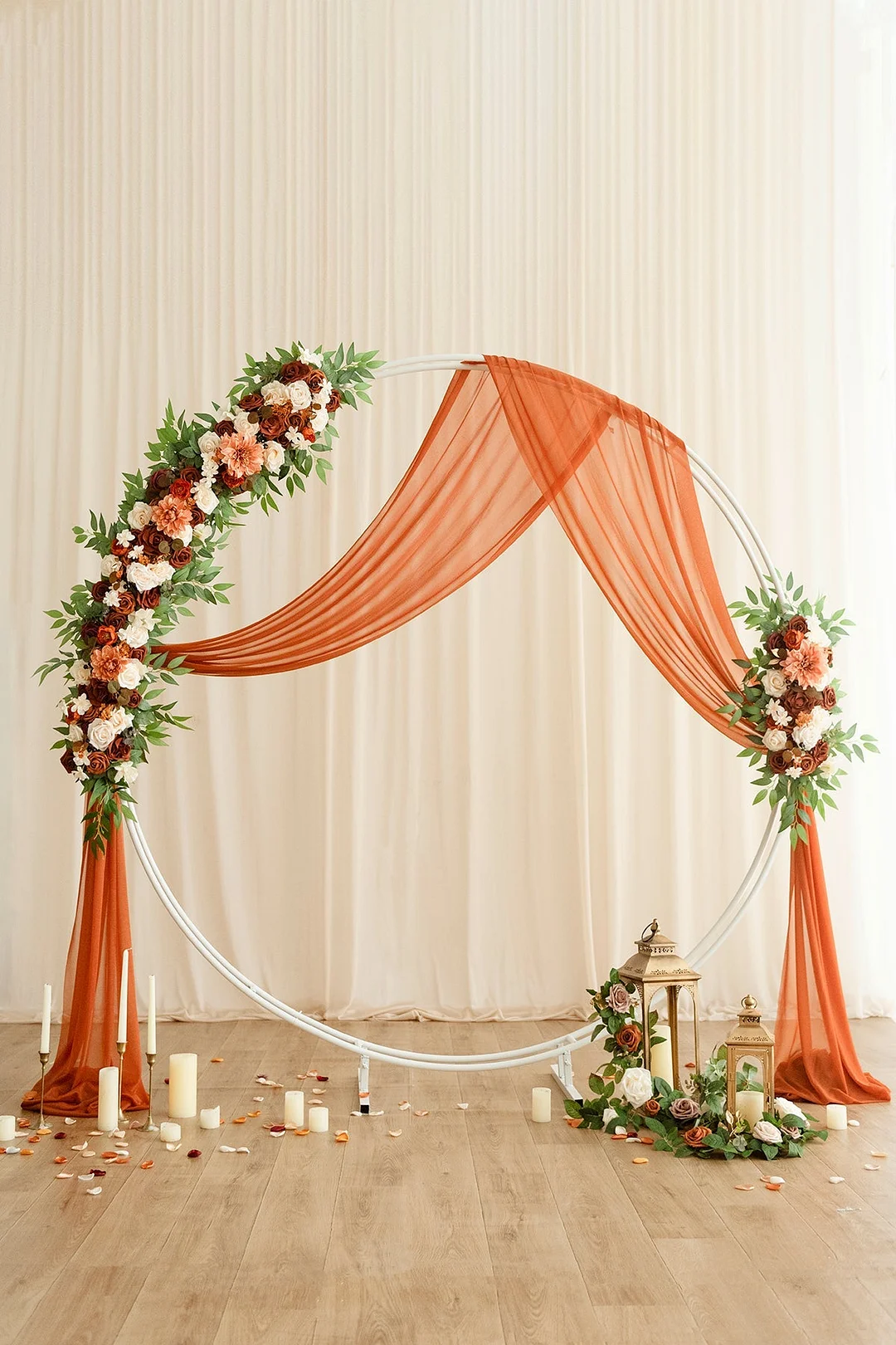 Flower Arrangements for Arch Decor in Sunset Terracotta