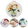 Glass Bottle Flowers-DIY Embroidery Kit with Pattern Cotton Threads Needles Hoop 28x28cm tapestrymarket