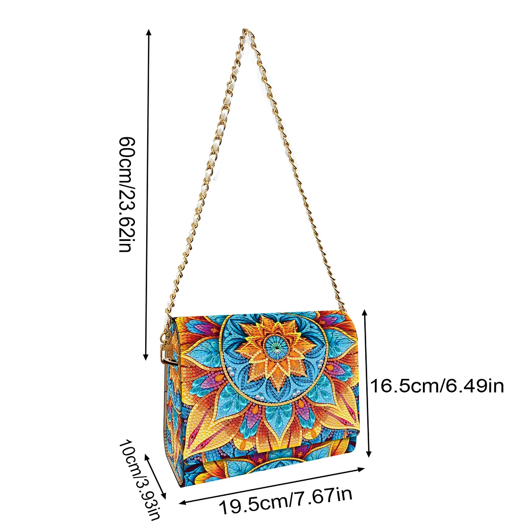 DIY Mandala Diamond Art Wooden Coin Pouch with Chain 5D Diamond Painting Purse