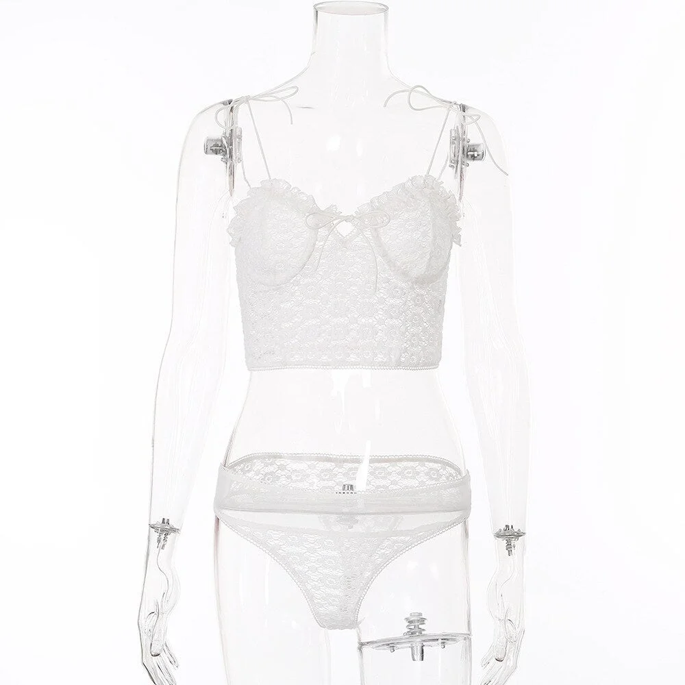 Wriufred Push up lace underwear ruffled sexy lingerie panties set women body shaping no trace abdomen chest support bra set