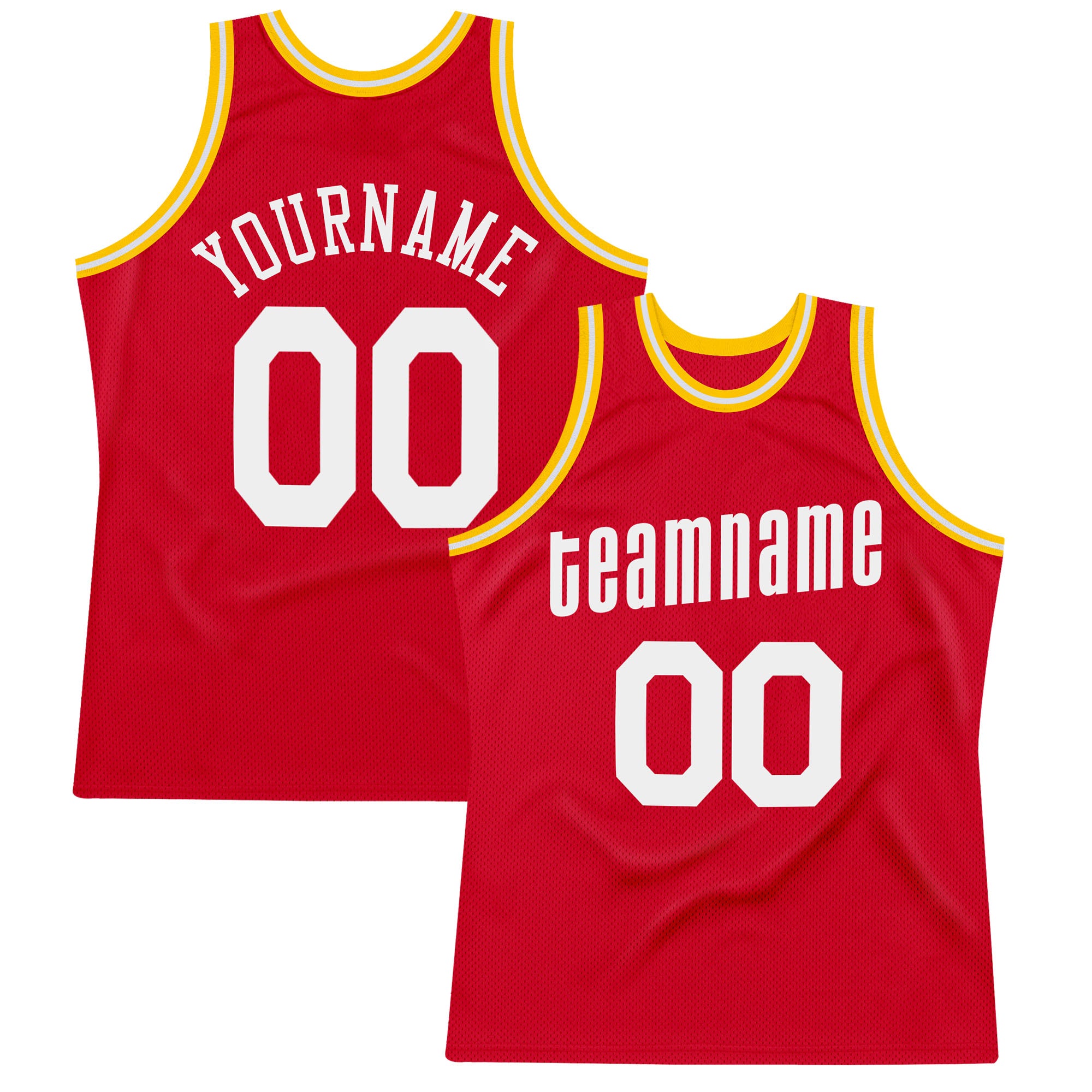 Custom Red White-Gold Authentic Throwback Basketball Jersey | captainssportss.com