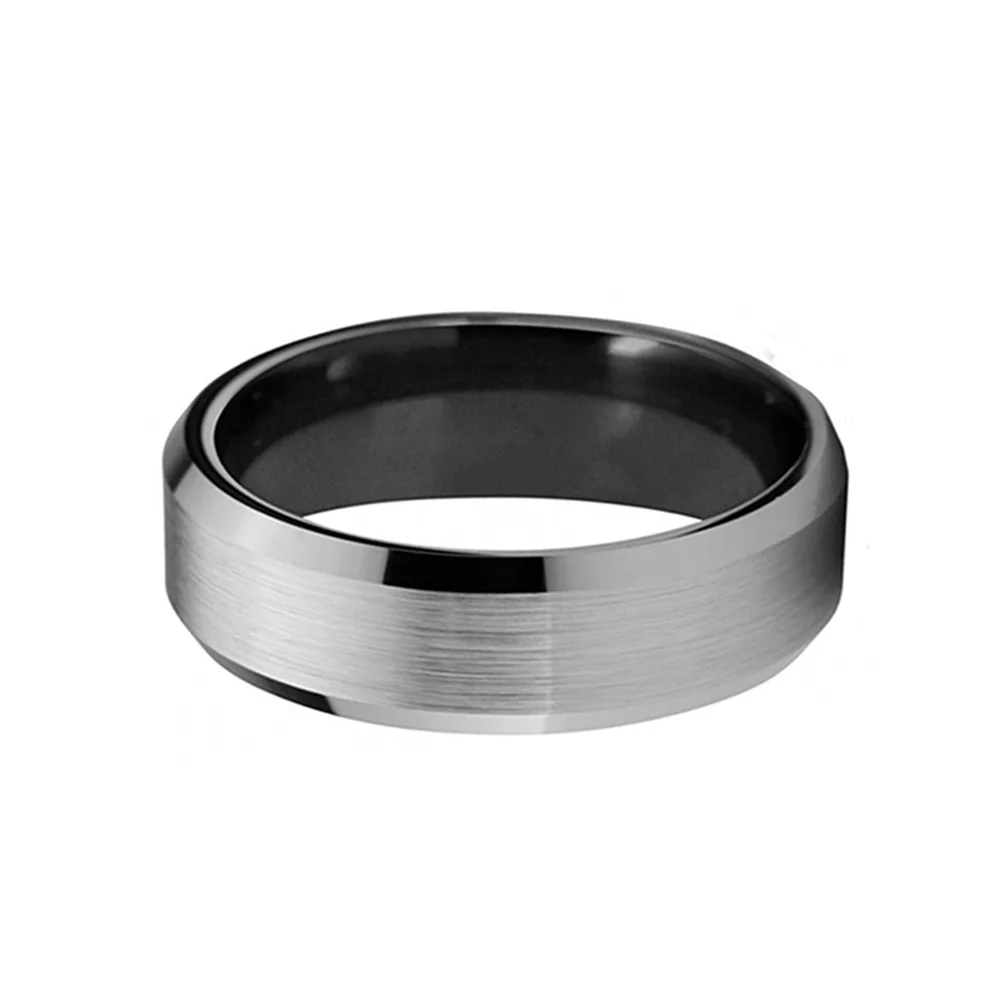 Brushed Surface With Beveled Edge 6MM Tungsten Carbide Rings Men Wedding Band